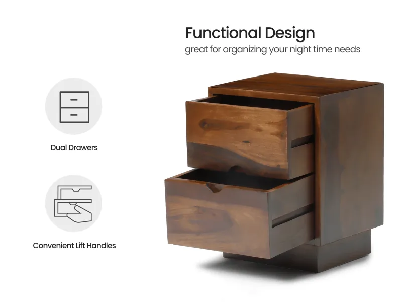 Alexa Solid Wood Bedside Table